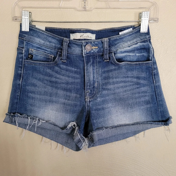 Kancan Distressed Cuffed Cut Off Hi-Rise Jean Shorts Size Women's 3/25 - Picture 1 of 8